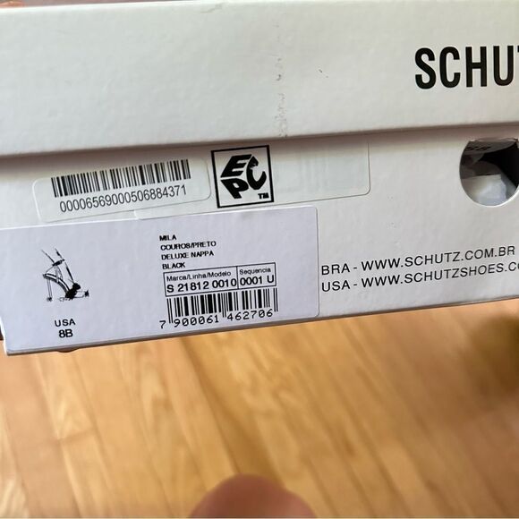 SCHUTZ Mila Square Toe Crystal Bow High Heel Sandals - Picture 8 of 9